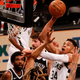 Giannis Antetokounmpo of the Milwaukee Bucks shoots over Nicolas Claxton of the Brooklyn Nets during the second quarter during Game One of the Eastern Conference second-round series at Barclays Center on June 05, 2021, in New York City.